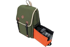 DSLR Camera Backpack by GOgroove (Mid-Volume Green) with Interior Tablet Sleeve, Dual-Side Quick Camera Access, Phone Storage