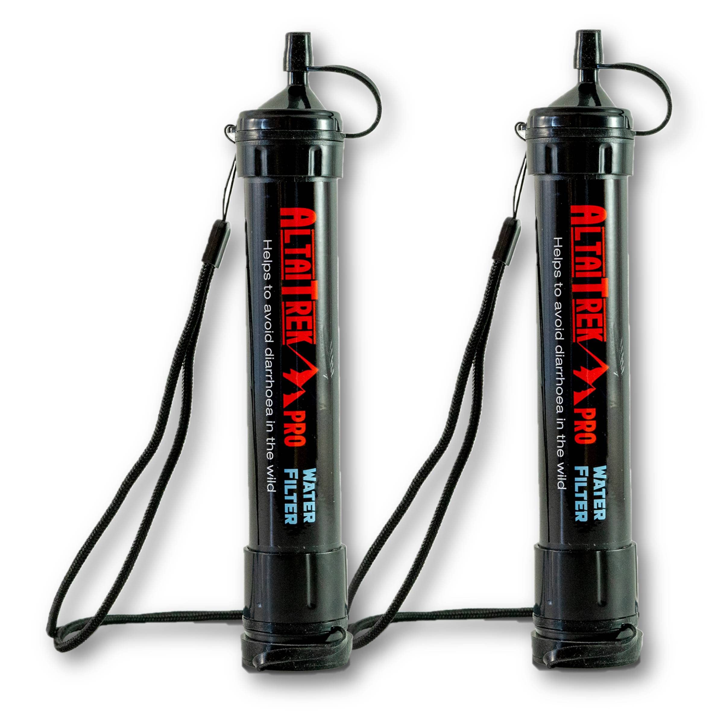 ALTAITREK PRO Water Filter Water Purification Device Useful for Emergencies and Survival, Outdoor Activities, Camping and Hiking Removes 99% of bacteria. TWO PIECES