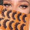 Faux Mink Lashes Fluffy 3D False Eyelashes 18mm Wispy Volume Lashes that Look Like Extensions 5 Pairs Strip Lashes by FOINEMYED