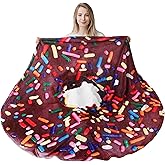 BATTILO HOME 47 Inch Novelty Giant Food Blanket for Kids, Premium Soft Flannel Round Coffee Glazed Donut Blanket for Indoors, Outdoors, Travel, Home