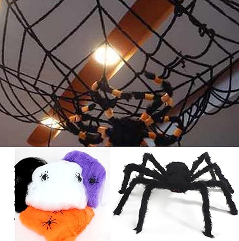 Amazon 蜘蛛 蜘蛛の巣 巨大 クモ 蜘蛛の糸 150cm ハロウィン 屋外 庭 玄関 飾り 飾り物 飾り付け 装飾 ホラー 3点セット 1 5m ジョーク どっきり おもちゃ