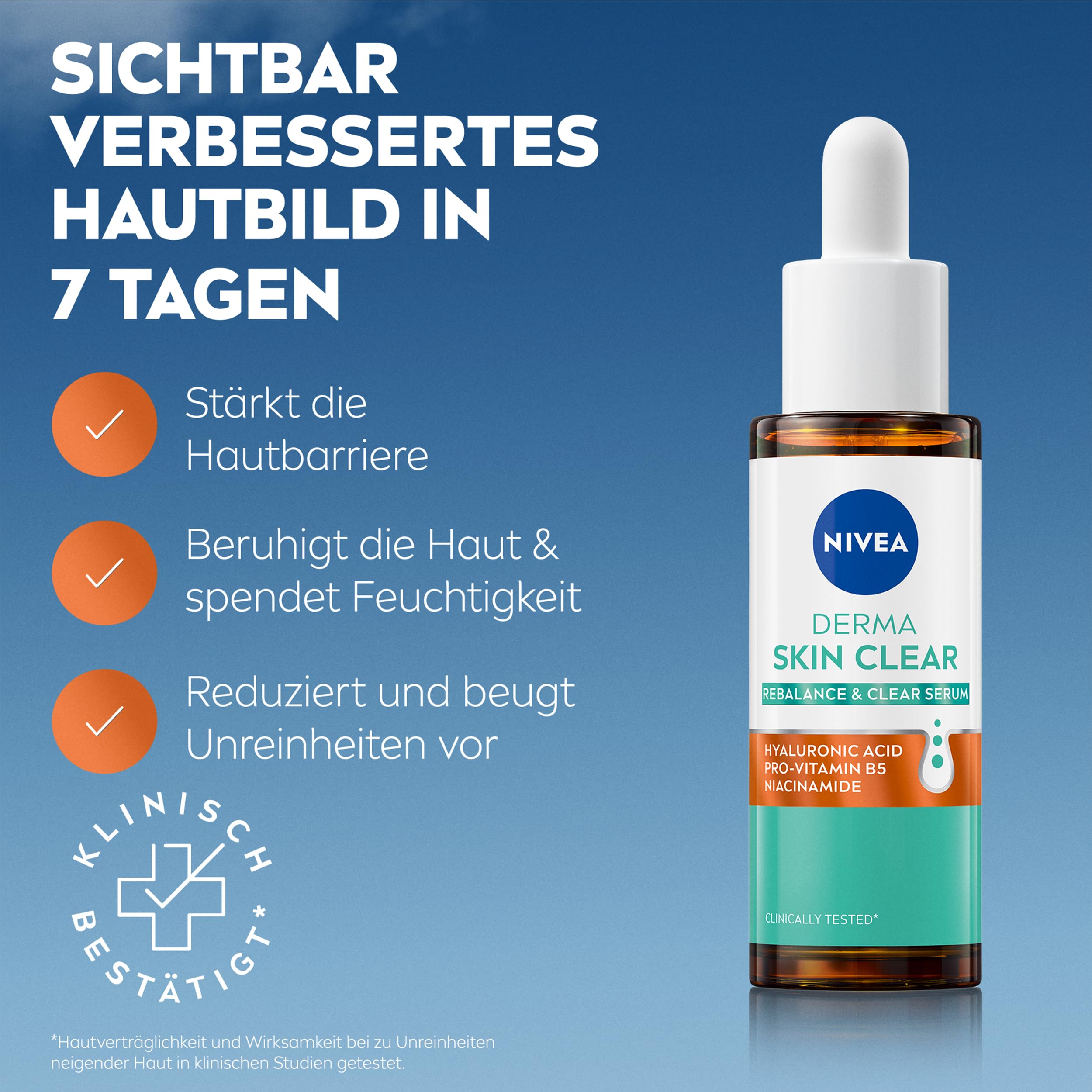 NIVEA Derma Skin Clear Routine Set mit Rebalance & Clear Serum, Nachtpeeling Serum & Waschgel, Gesichtspflege für unreine Haut mit Salicylsäure & Niacinamid 3