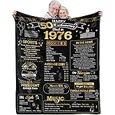 aisdfhsa 50th Anniversary Wedding Blanket Gifts Gift for 50th Wedding Anniversary Golden 50 Years of Marriage Gifts for Couple Wife Husband Dad Mom Parents Back in 1976 Blanket 60Lx50W