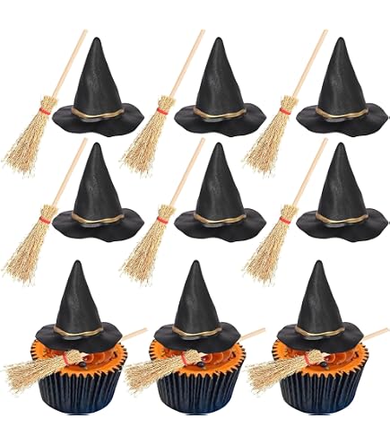 Kit 24 Peças Chapéu Bruxa E Coroa - Decoração Bolos Halloween | Festa Temática E Aniversário