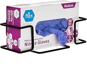 Alpine Industries Single Box Wire Wall Mount Glove Dispenser - Mounted Organizer Rack for Disposable Surgical Glovebox & Tissue Boxes - Hanging Lab & Kitchen Storage (Black, 1 Box)