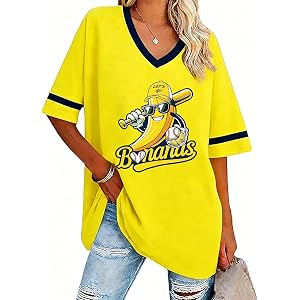 Baseball Shirts for Women Oversized Baseball V Neck Team Tshirt Game Day Fan Casual Short Sleeve Top