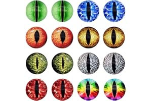 GraceAngie 20pcs 25mm Flat Round Glass Evil Eye Dome Cabochon Assorted Colors Dragon Eye Owl Cat Eyes for DIY Pendant Setting