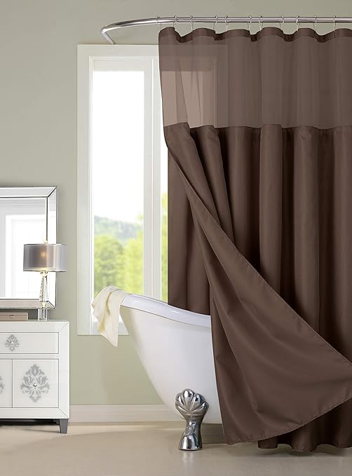 Dainty Home Complete Waffle Shower Curtain With Detachable Liner