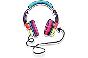 NIPITSHOP MUSICAL INSTRUMENT PATCH Nipitshop Patches Colorful Speaker Headsets Patch Bluetooth Headphones Cartoon Children Kid Patch Clothes Bag T-Shirt Jeans Biker Badge Applique Iron on Sew On Patch