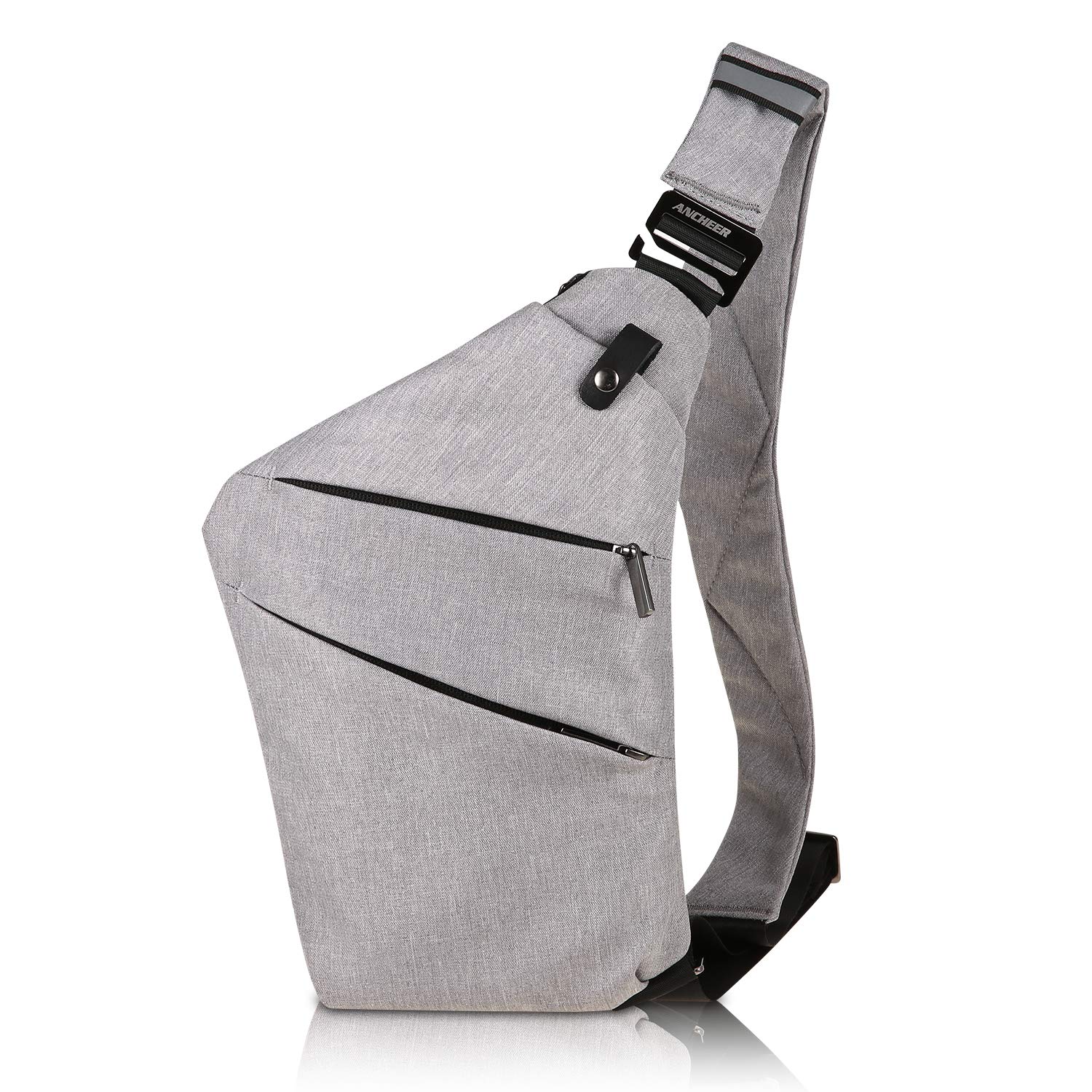 ANCHEER Canvas Sling Chest Bag, Small Unisex Vintage Messenger Crossbody Backpack for Traveling School Dating Shopping & Outdoor Activities (Sling Chest Bag_Gray)