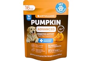 ARTULLANO Pumpkin Powder for Dogs Digestive Support - 16 OZ - Fiber Supplement for Constipation - For Gut Balance, Healthy Skin, Digestion, Anal Glands, Firm Stool,Poop, Anti Diarrhea, Gas Relief - Create Puree