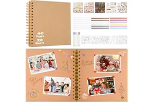 Supkiir 2Pack DIY Scrapbook Photo Album, 8x8 Inch Personalized Memory Book with Scrapbook Supplies, 20 Sheets Kraft Blank Har