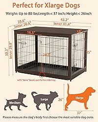 Piskyet Wooden Dog Crate Furniture with Divider