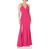Dress the Population Womens Iris Crepe Side Slit Gown Special Occasion, Raspberry, X-Large US
