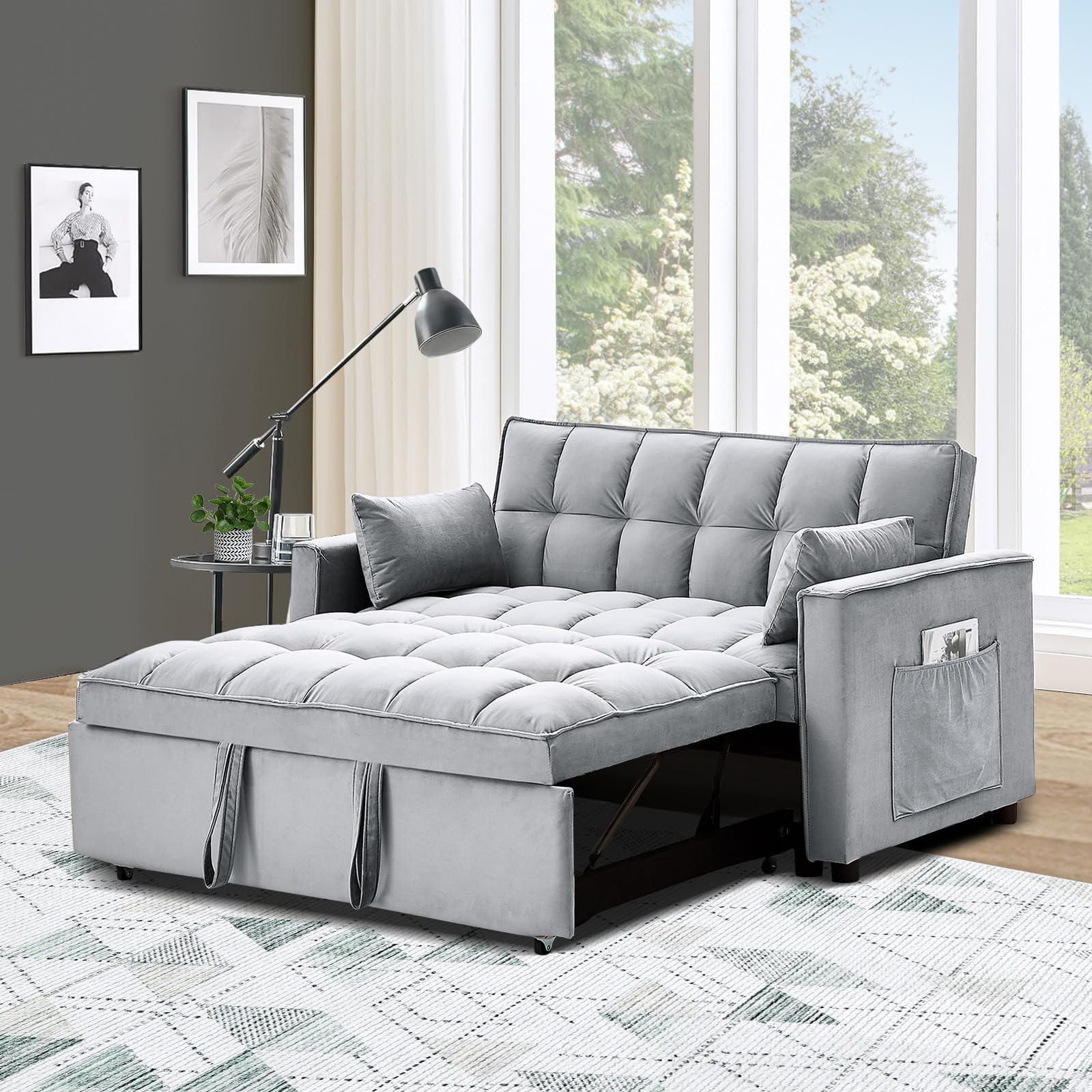 MilleLoom 3 in 1 Convertible Sleeper Sofa Bed, Futon Sofa Bed, Pull Out ...