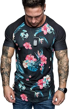 muscle fit floral shirt