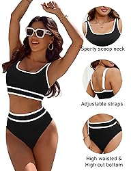 BMJL Womens Tummy Control Swimsuit High Waisted Two