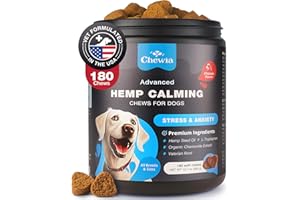 CHEWIA Hemp Calming Chews for Dogs - Dog Calming Treats - Anxiety Relief for Dogs - L-Theanine, Chamomile Extract, Valerian Root - Dog Anxiety Relief for Vet Visits, Travel, Thunderstorms, Nail Trimming