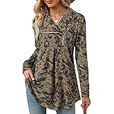 VALOLIA Women's Casual Swing Sweatshirt Long Sleeve Zipper Lapel Fashion Pullover Tunic