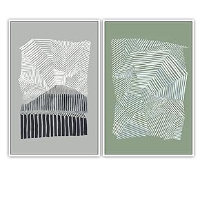 SIGNWIN 2 Piece Framed Canvas Wall Art Minimalism...