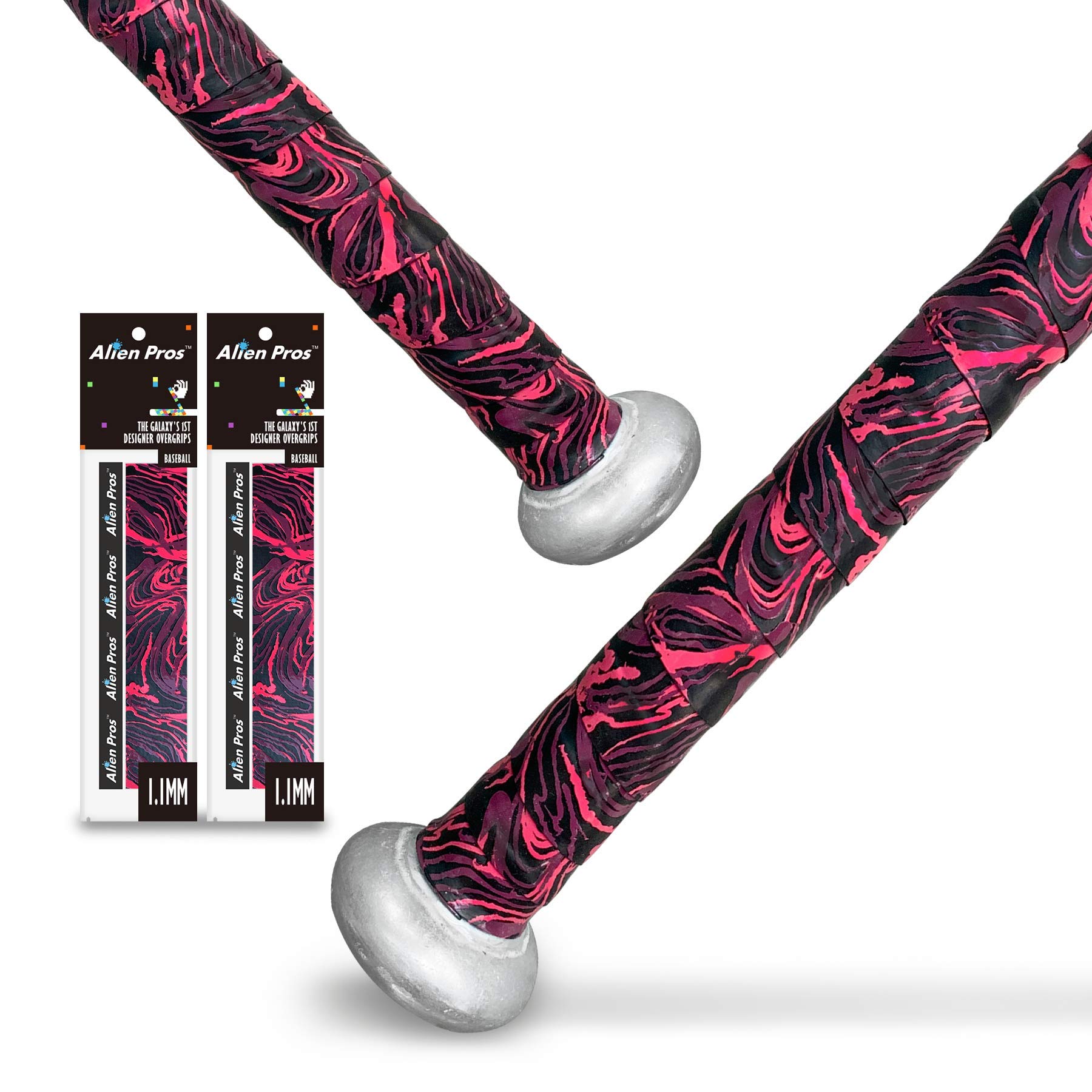 Alien Pros Bat Grip Tape for Baseball (2 Grips) – 1.1 mm Precut and Pro Feel Bat Tape – Replacement for Old baseball bat grip – Wrap Your Bat for an Epic Home Run (2 Grips, Fire)