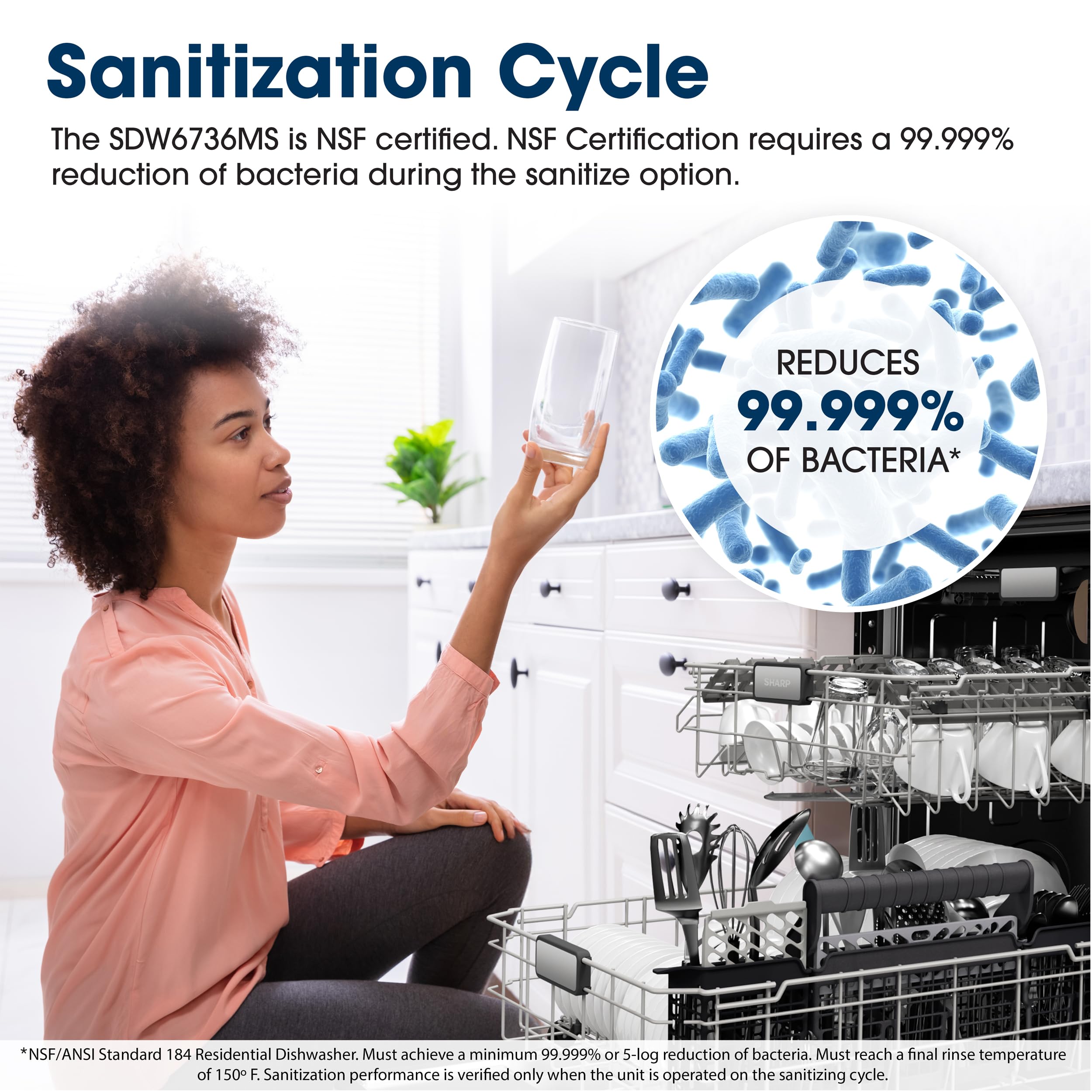 Sharp SDW6736MS 24-inch Stainless Steel Dishwasher, Third Rack, Library Quiet 47 dB, Power Wash Sprayer