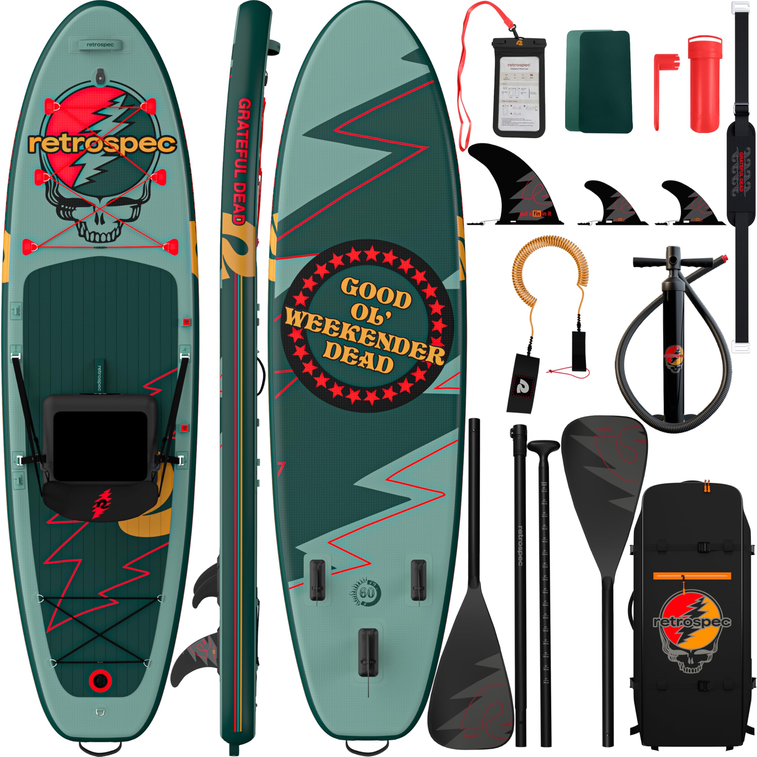 Photo 1 of ***FACTORY SEALED***Retrospec Weekender Plus 10'6" Inflatable Paddle Board - Lake Essentials iSUP Bundle with Carrying Case, Adjustable Paddle, Pump & Fins - Stable Double-Layer PVC Design for All Skill Levels