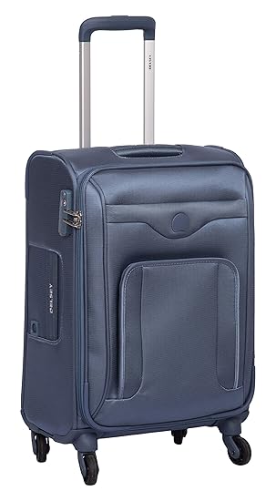 Delsey Baikal Polyester 55 Cm 4 Wheels Steel Blue Cabin Soft Suitcase