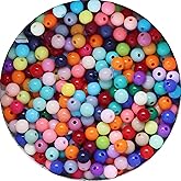 pson 1000PCS 6mm Smooth Acrylic Round Beads, Mixed Color Loose Round Spacer Beads, Bubblegum Beads for Jewelry, Bracelet, Necklace, Earring, DIY, Craft