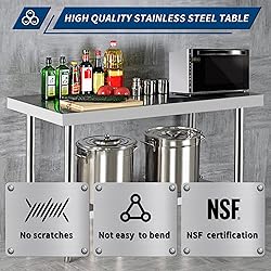 QFBXG Stainless Steel Table for Prep & Work 24 x 12
