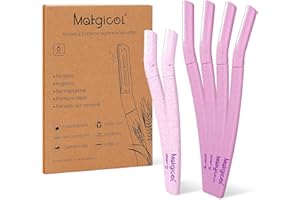 MATGICOL Eco-Friendly Women's Dermaplaning Razor - Multipurpose Exfoliating Tool with Anti-Cut Blades & Biodegradable Handle for Silky Skin & Perfect Brows (Purple-Pink)
