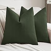 FUTEI Dark Green Chenille Decorative Throw Pillow Covers 18x18 Inch Set of 2,Soft Cozy Striped Geometric Patterns Cushion Cases,Modern Home Decor for Couch Bed Living Room