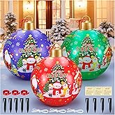 3 Pcs 24 Inch Giant Inflatable Christmas Balls, Large Outdoor Christmas PVC Ornaments, Big Ball Decorations for Yard Outside in Winter Holiday