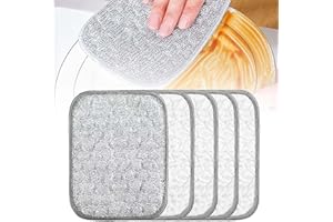 Fuiyuqa Multipurpose Wire Dishwashing Rags for Wet and Dry, Reusable Wire Miracle Cleaning Cloths, Round Wire Washing Cloth, Non Scratch Wire Dishcloth for Kitchen, Sinks, Pots, Pans (5PCS)
