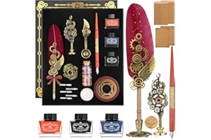 GRNVIBE Feather Quill Pen and Ink Set, Wax Seal Stamp Kit, Calligraphy Set for Beginners, Letter Writing Kit - Ideal Gift for Christmas, Birthday, Holiday