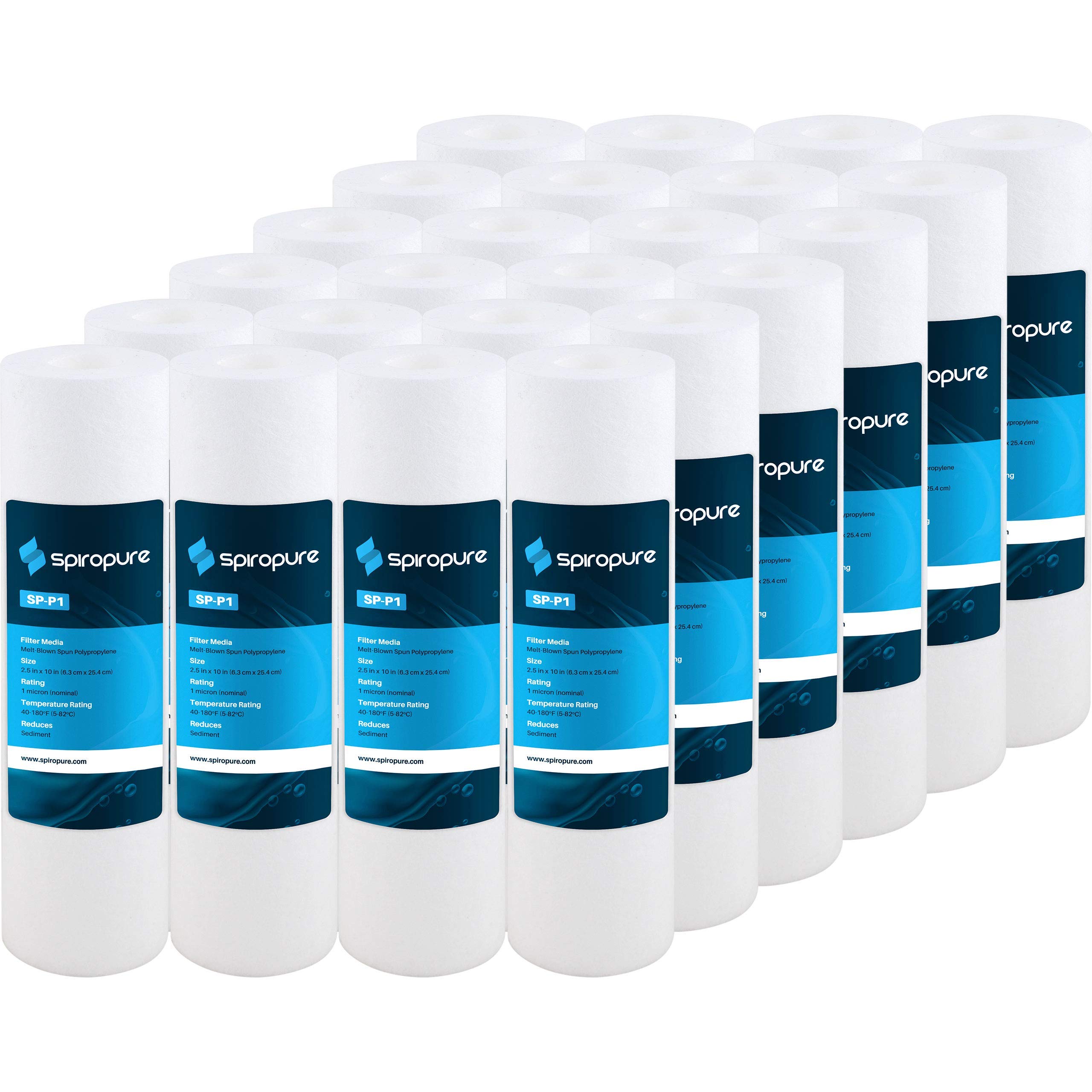 Photo 1 of SpiroPure SP-P1 10x2.5 1 Micron Spun Melt-Blown Polypropylene Sediment Water Filter Cartridge SDC-25-1001 P1 155225-43 (Case of 24)