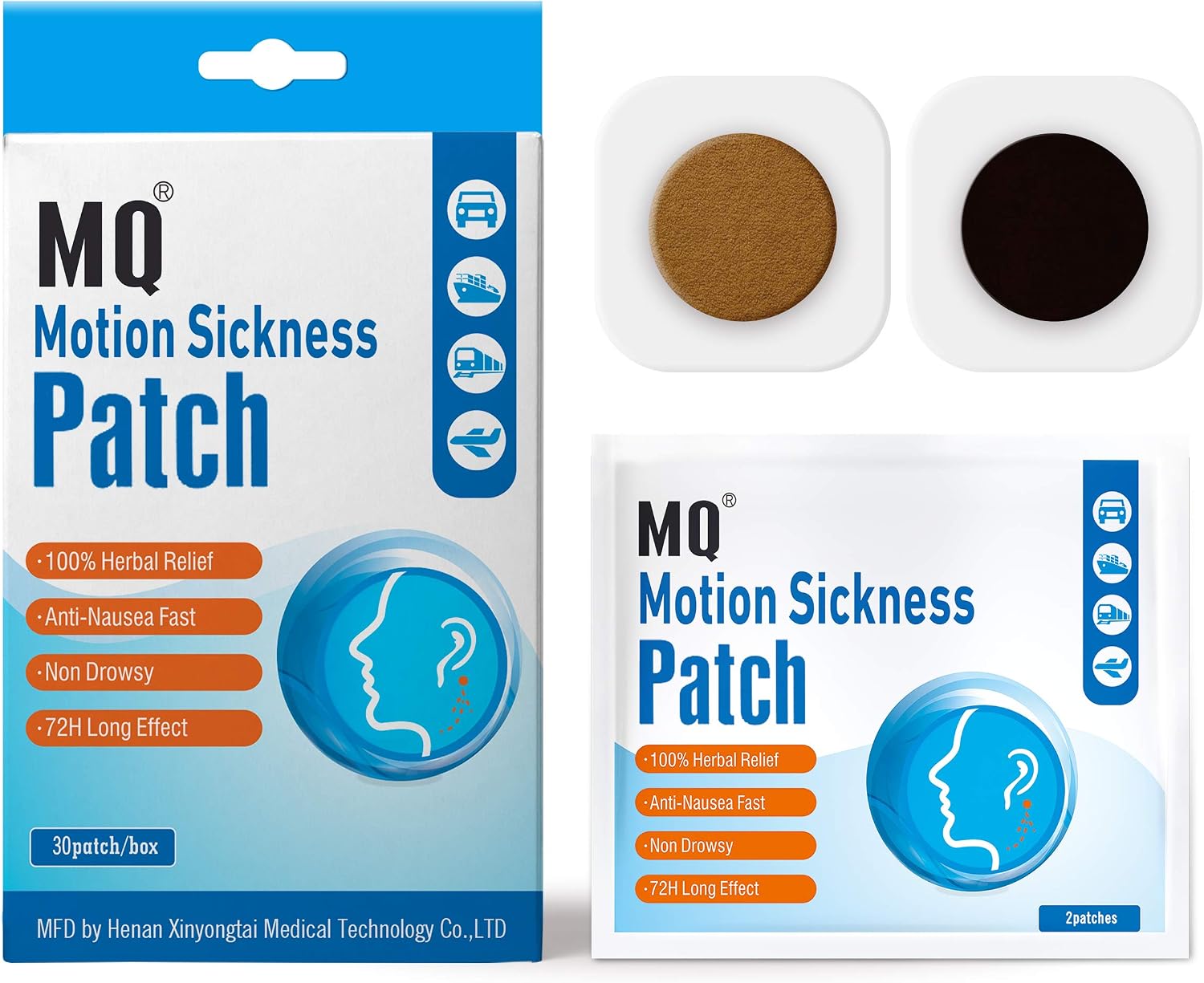 MQ Motion Sickness Patch,30 Count/Box, Blue, 30 Count (Pack of 1)