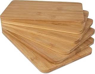bonsport 6er-Set Schneidebretter - 6 Brettchen Frühstücksbrettchen aus Bambus Holz, 22 x 14 x 0,8 cm