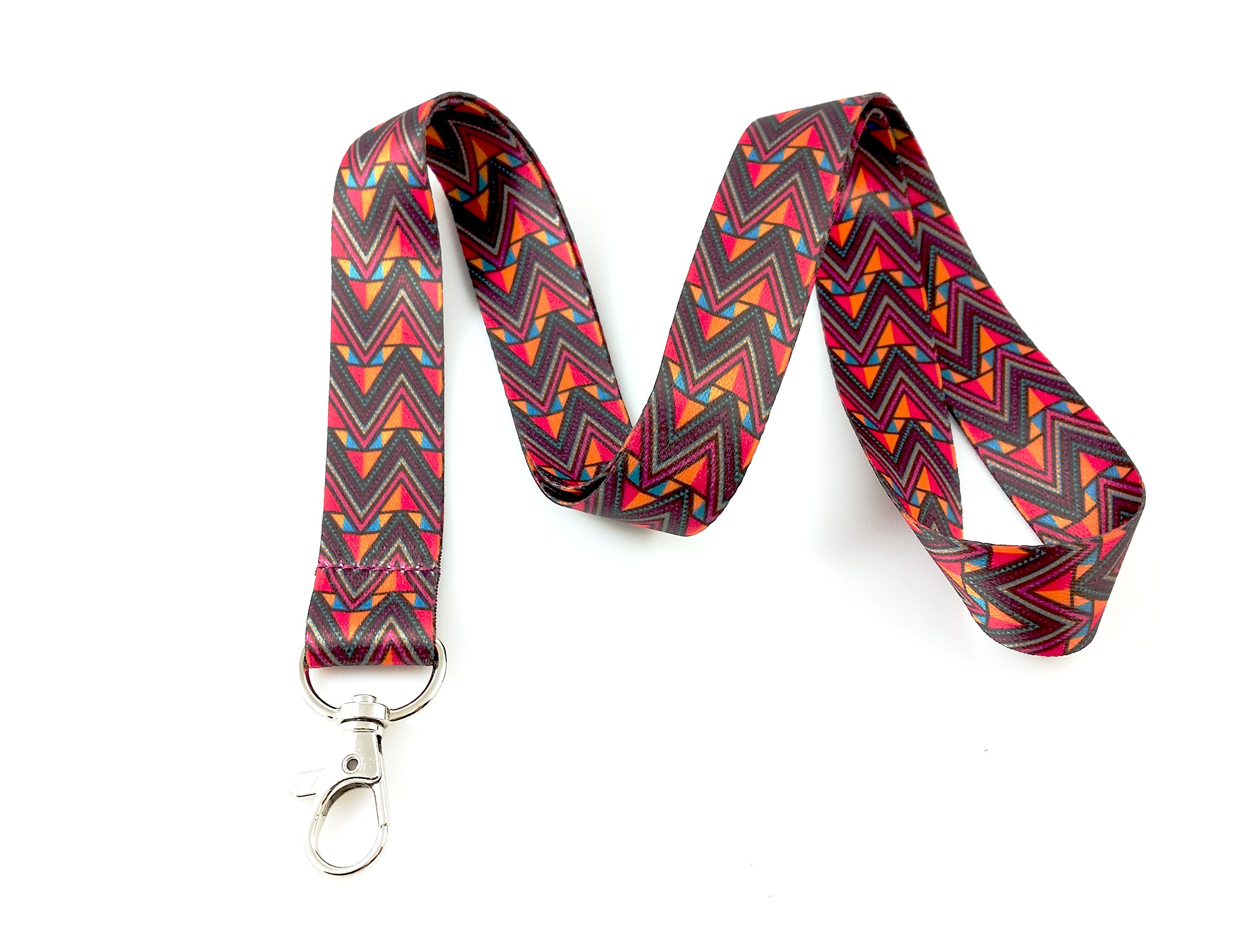 Tribal Print Lanyard Key Chain Id Badge Holders (Chevron)