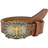 Western-Cowboy-Leather-Belts for Women Turquoise-Oval-Buckle Embossed Cowgirl Belt for Jeans Pants Fit for 27"-41"