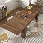 70.8"-110" Extendable Dining Table for 6-10 Person, Wooden Dining Room Table, Modern Extendable Table for Gatherings, Meeting for Small Kitchens, Dining Office Areas(Walnut)