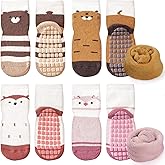 Simpeak Kids Socks, 4 Pairs Non Slip Kids Toddler Winter Socks with Grips Children Gift Warm Sock for Boys Girls, 1-3 Year