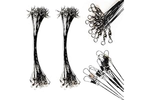 50pcs Stainless Steel Wire Leaders Nylon-Coated Fishing Line Wire Leaders Rigging with Swivels Snap Kit Connect Tackle Lure R