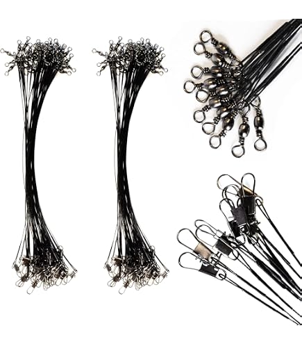 10Pcs Wire Trace Leader Rig Stainless Steel 5 Arm Fishing Rigs Tackle Lure Swivel Snaps Beads High-Strength Fishing Wire, Leader Rigging