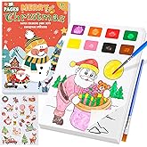 Yeolepor Christmas Crafts for Kids - Paint with Water Books and Stickers for Toddlers Mess Free Water Coloring Book Painting Craft Activities Xmas Stocking Stuffers Toy Christmas Gifts for Boys Girls