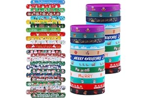 Fnayol 48Pcs Christmas Party Favors Slap Bracelets Rubber Wristbands for Kids Girls Boys，Christmas Stocking Stuffers Gifts with Santa hats Snowmen Elk Xmas Socks