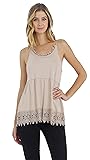 Lace Flare Modal Tank Camisole Top - lace Trim and