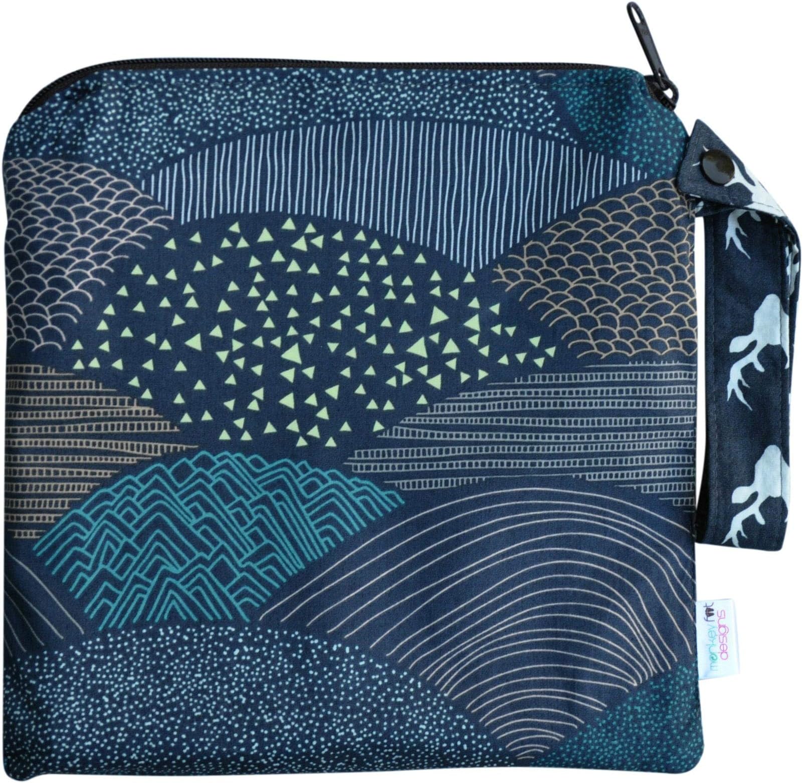 Small 9" x 9"// TOP Rated Monkey Foot Designs Wet Bag // Diapers/Snacks / Gym/Swim (Summer Twilight)