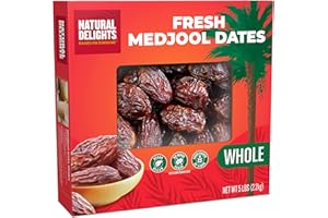 Natural Delights Medjool Dates – Large & Plump Whole Dates Medjool, Non-GMO Verified, Good Source of Fiber, Naturally Sweet Fruit Snack, Perfect for On-the-Go - Medjool Dates Whole, 5 lb Box
