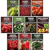 10 Pepper Seed Variety Pack for Planting - Survival Garden Seeds | Jalape&ntilde;o, Serrano, Cayenne, Bell, Habanero, Cubanelle, &amp; More &ndash; Hot &amp; Sweet Heirloom Non-GMO Peppers Collection